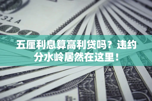济南五厘利息算高利贷吗？违约分水岭居然在这里！